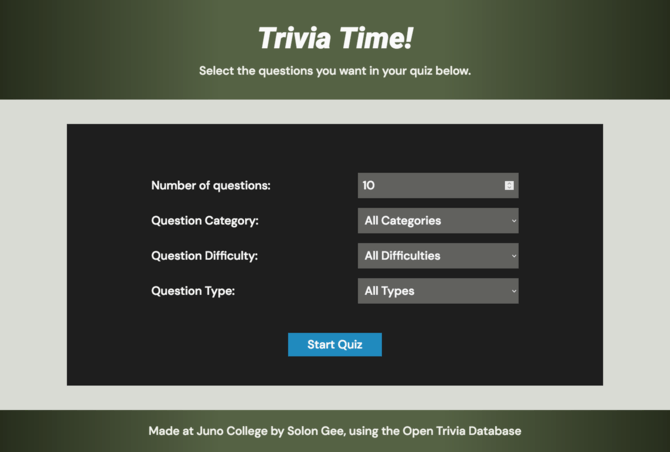 image of Trivia Time! app